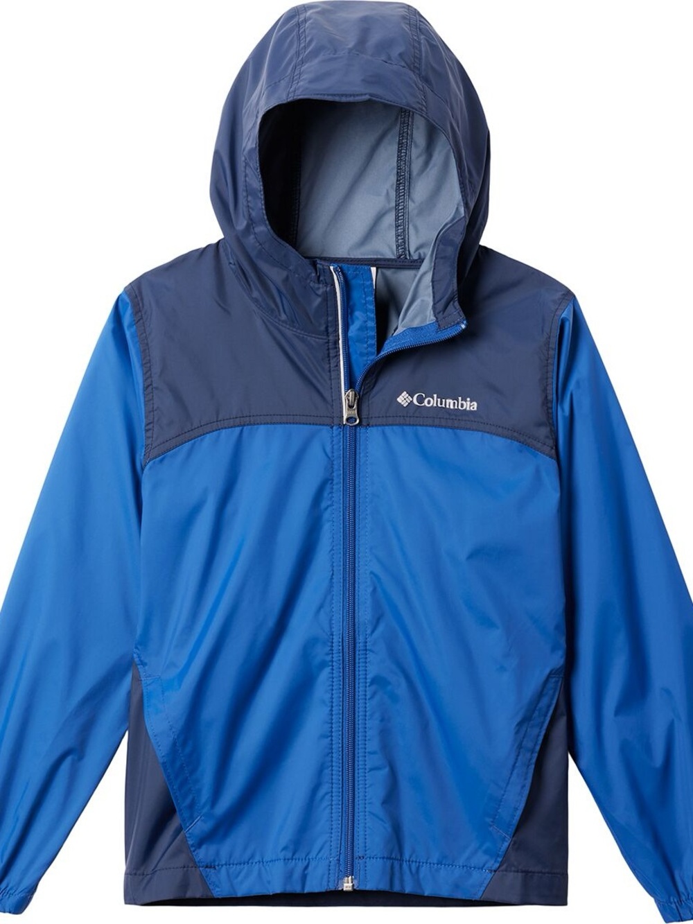Columbia Boys' Two-Tone Blue Hooded Rain Jacket